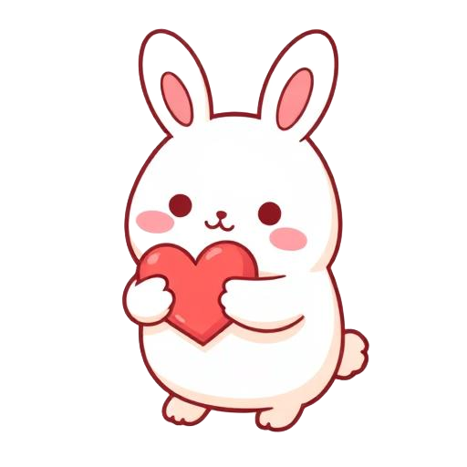 marshmallow bunny hugging heart